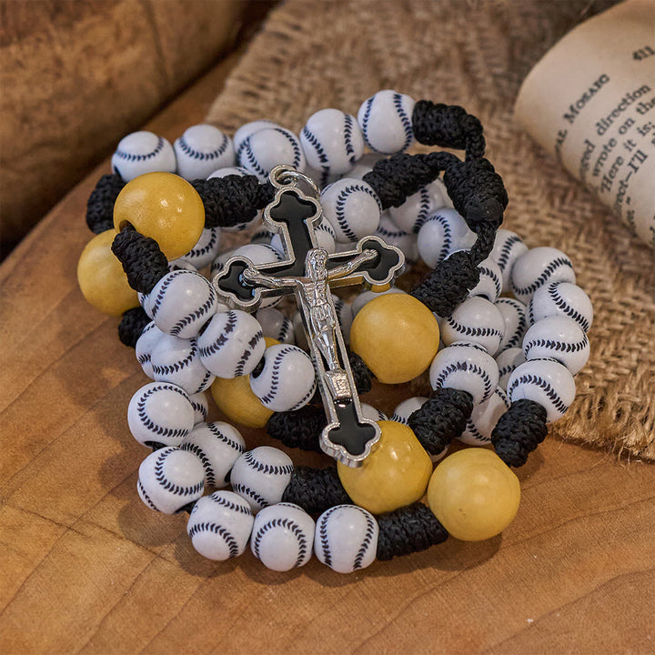 Hand-Woven Baseball Beads Sports Prayer Rosary - image 5