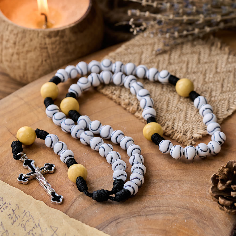 Hand-Woven Baseball Beads Sports Prayer Rosary - image 2
