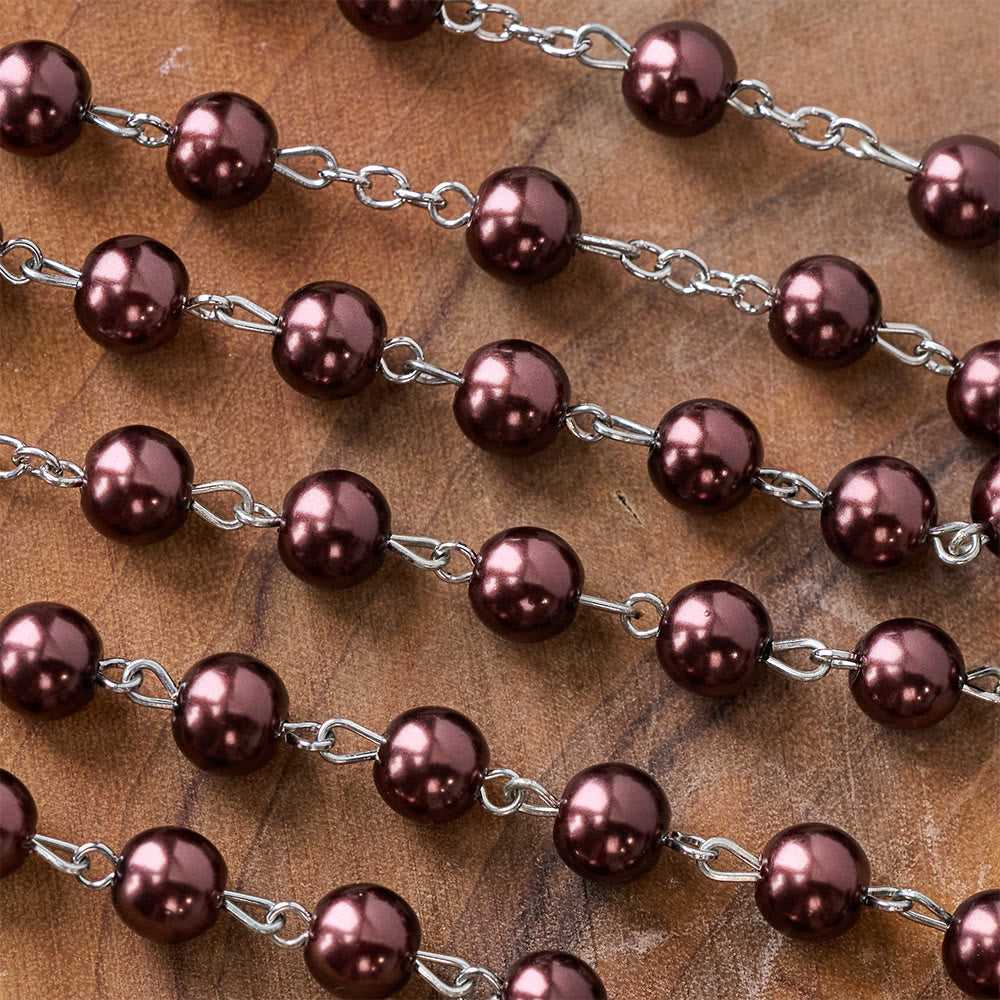 Brown Pearl Catholic Blessing Rosary  - image 6
