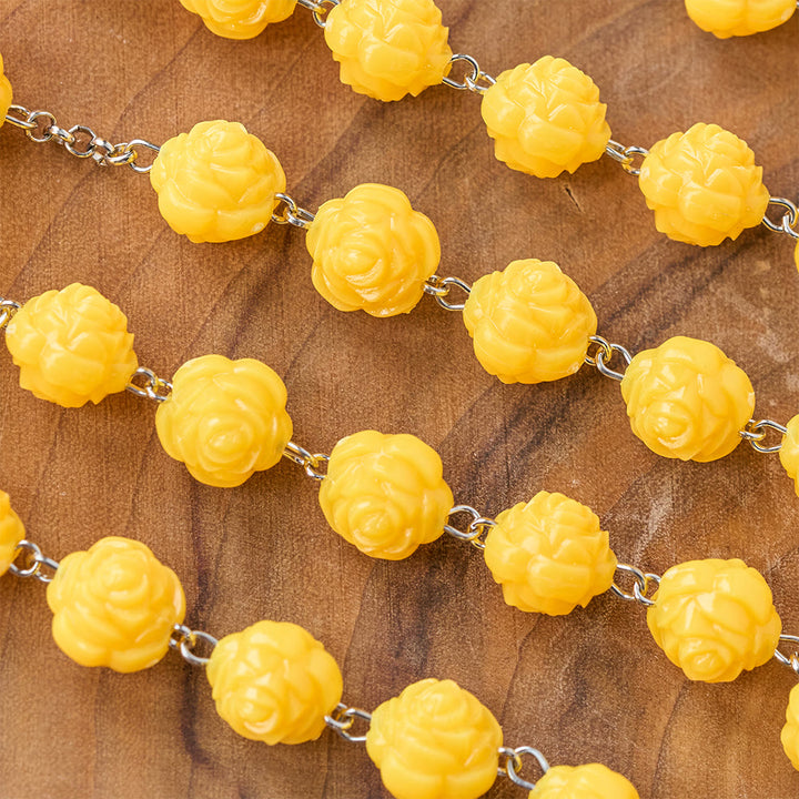 Yellow Rose Beads Crucifixion Rosary - image 6