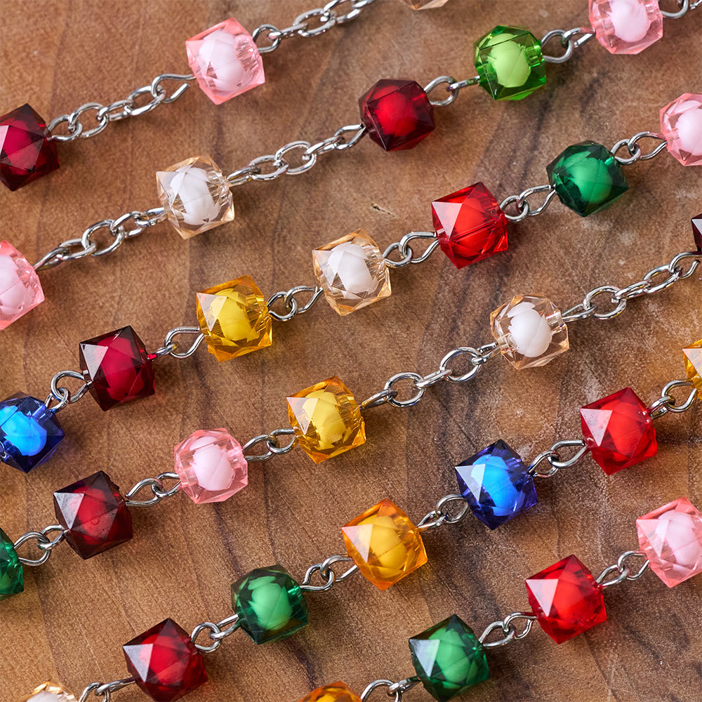 Christianartworkshop Our Lady of Peace & Crucifix of 8 mm Polyhedron Multicolor Acrylic Alloy Chain Rosary - image 5