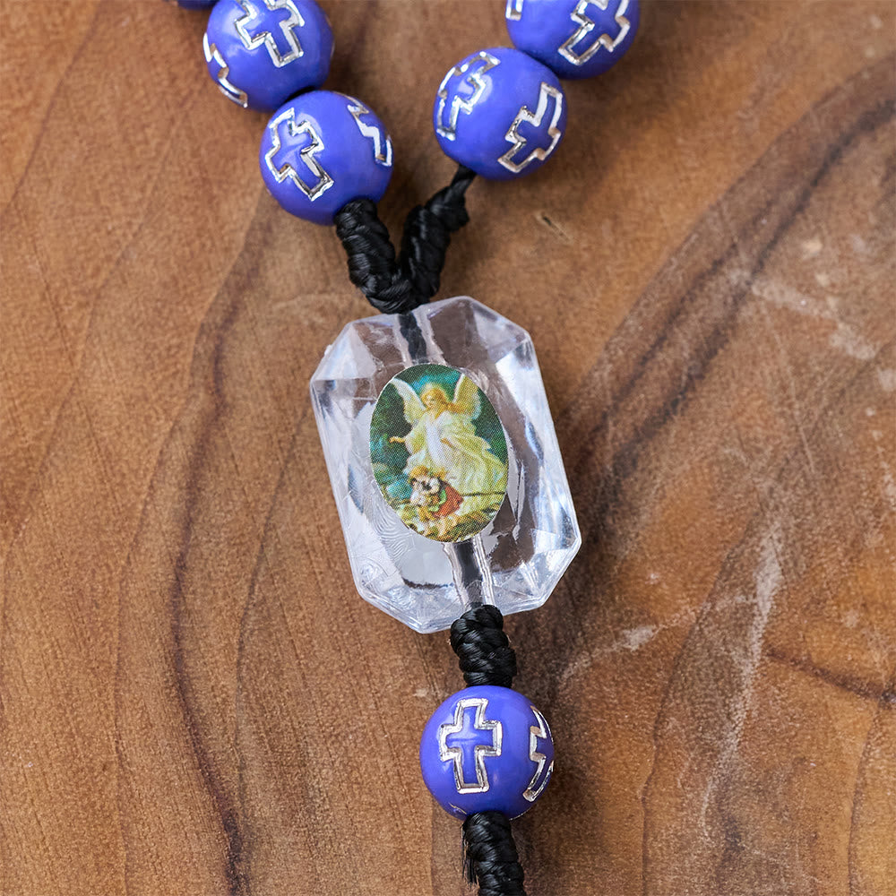 Christianartworkshop Crucifix of 10 mm Round Multicolor Acrylic Nylon Cord Rosary - image 7