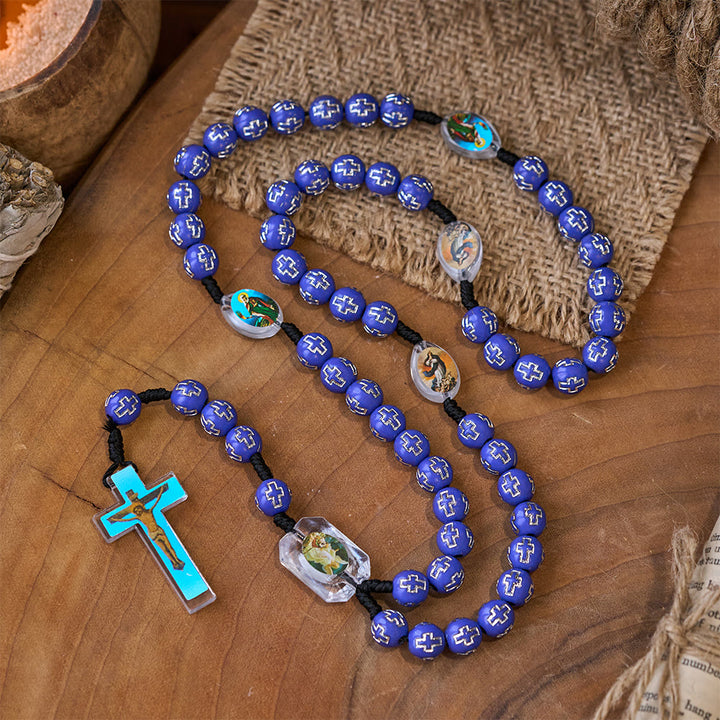 Christianartworkshop Crucifix of 10 mm Round Multicolor Acrylic Nylon Cord Rosary - image 4