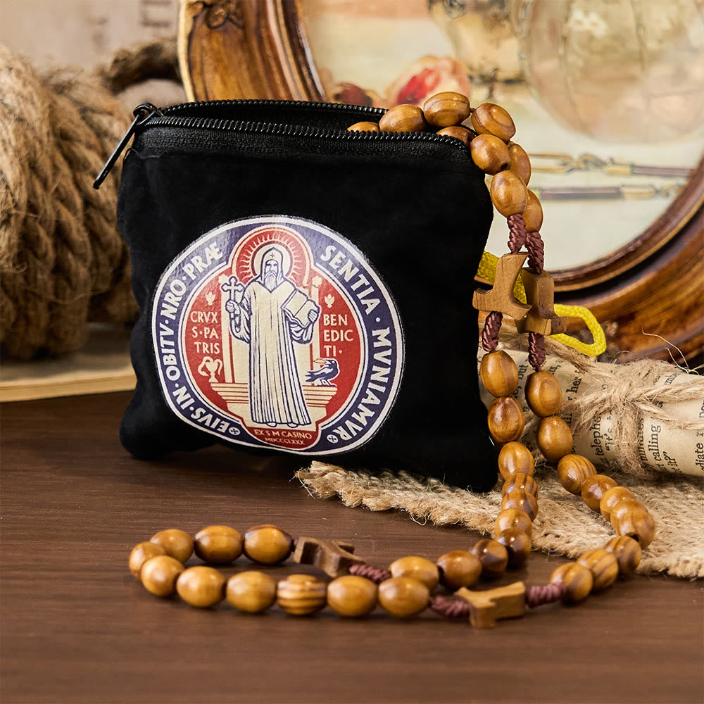 Christianartworkshop Modern Style St. Benedict Practical Velvet Religion Jewelry Storage Bag - image 2