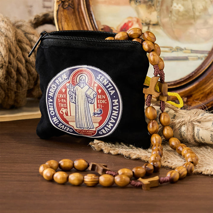 Christianartworkshop Modern Style St. Benedict Practical Velvet Religion Jewelry Storage Bag - image 2