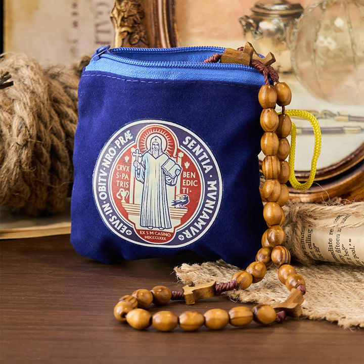 Christianartworkshop Modern Style St. Benedict Practical Velvet Religion Jewelry Storage Bag - image 5