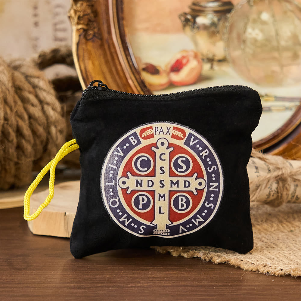 Christianartworkshop Modern Style St. Benedict Practical Velvet Religion Jewelry Storage Bag - Black - image 3