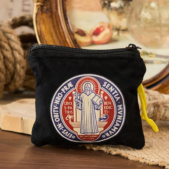 Christianartworkshop Modern Style St. Benedict Practical Velvet Religion Jewelry Storage Bag - image 4