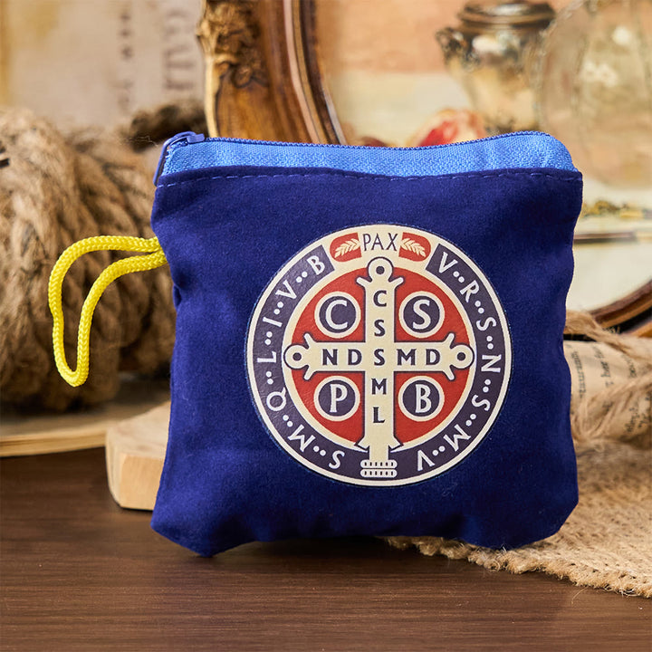 Christianartworkshop Modern Style St. Benedict Practical Velvet Religion Jewelry Storage Bag - Blue - image 6