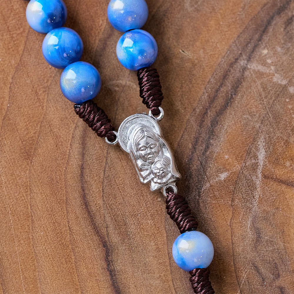 Blue Beads Hand-Woven Crucifix Rosary - image 6