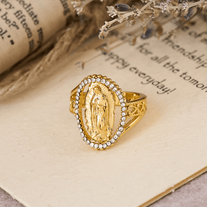 Christianartworkshop Our Lady of Guadalupe Faith Crafted Divine Grace Golden Ring - image 1