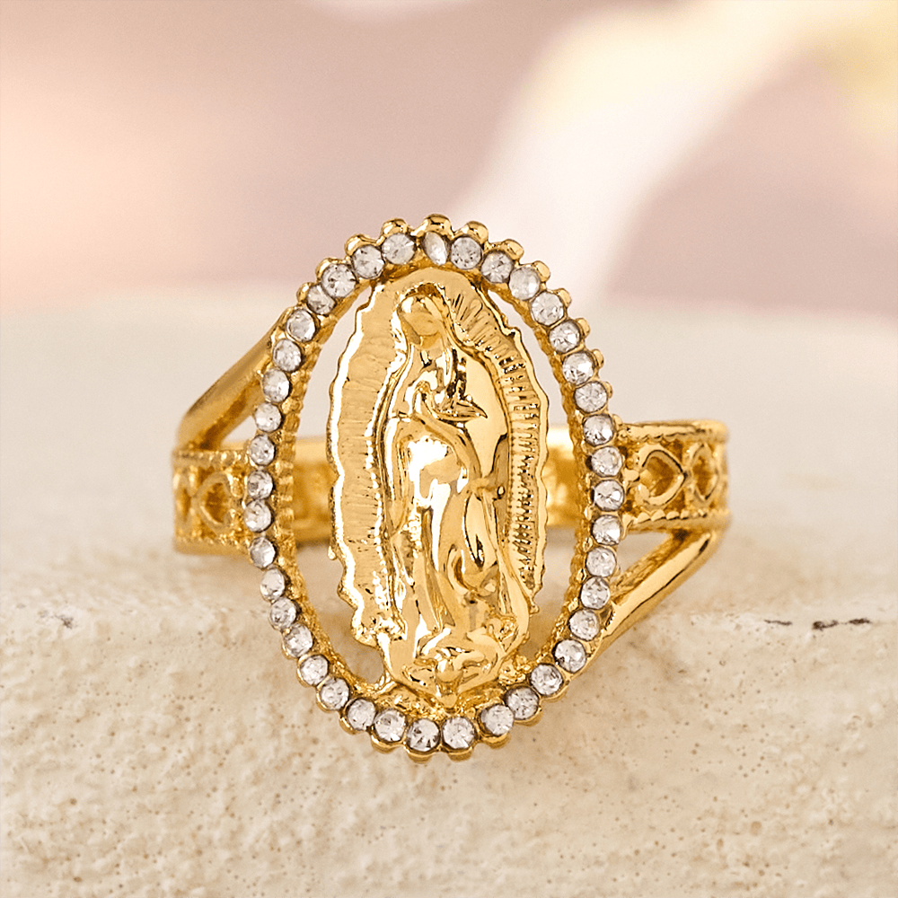 Christianartworkshop Our Lady of Guadalupe Faith Crafted Divine Grace Golden Ring - image 4