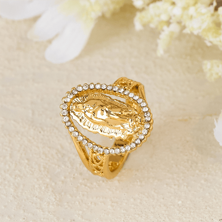 Christianartworkshop Our Lady of Guadalupe Faith Crafted Divine Grace Golden Ring - image 2
