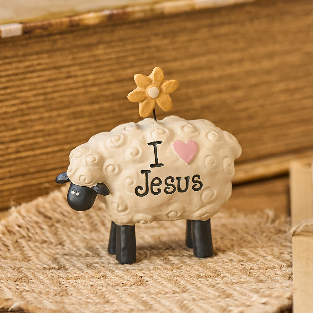 Christianartworkshop I love Jesus The LORD is my shepherd Cute Little Sheep Desktop Ornament - image 6