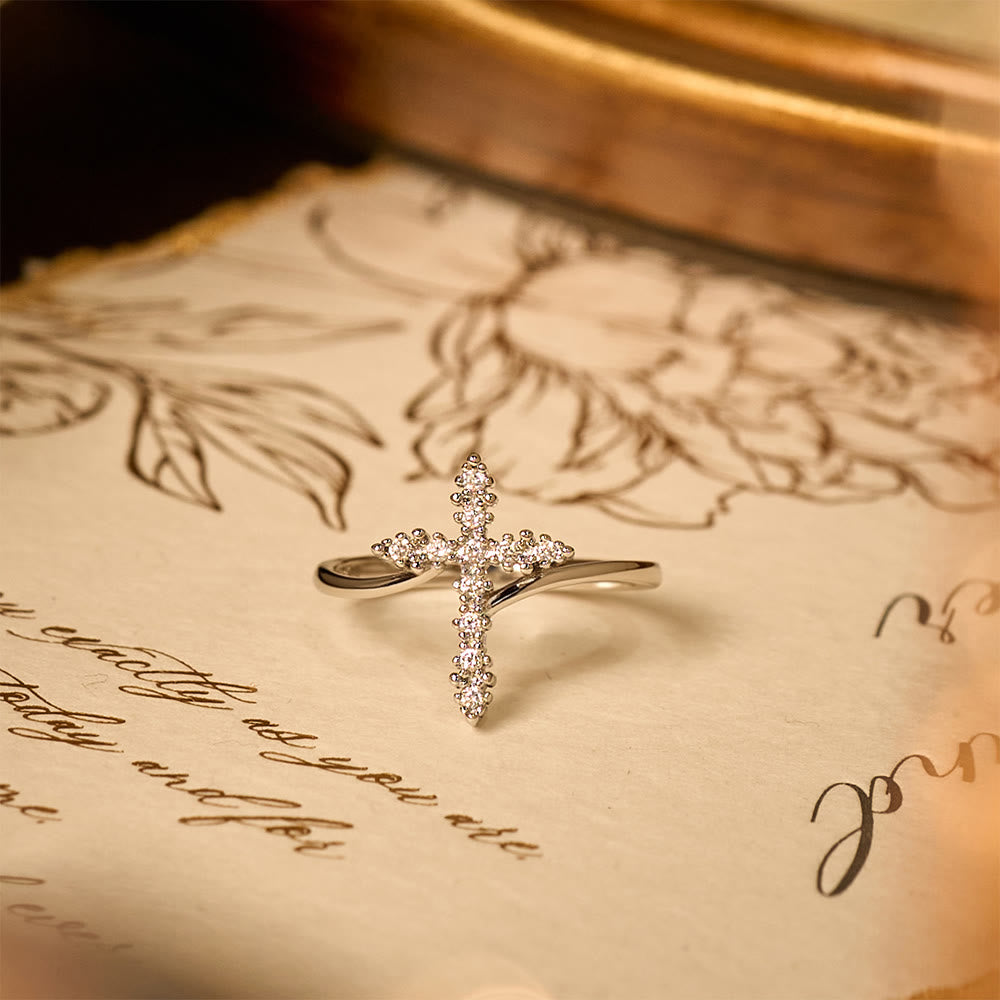 Christianartworkshop Cross Ring with Clustered Cubic Zirconia Accents: Embody His Gentle Grace - image 9