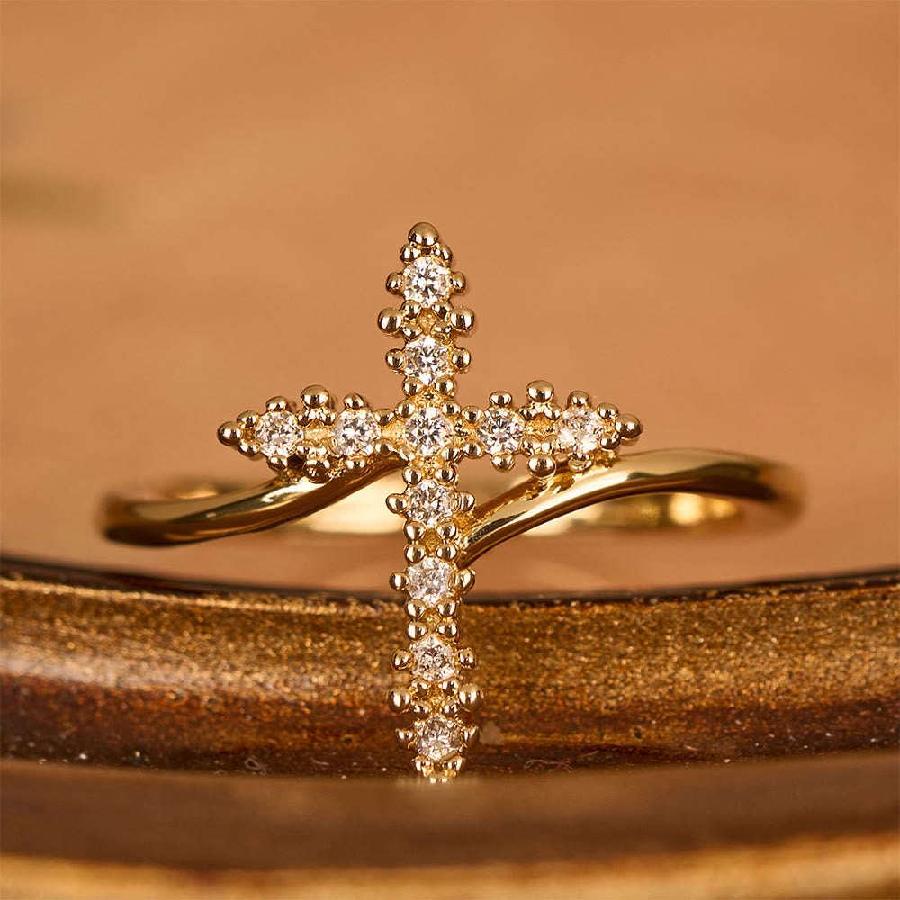 FREE Today:  Cross Ring with Clustered Cubic Zirconia Accents: Embody His Gentle Grace - image 3