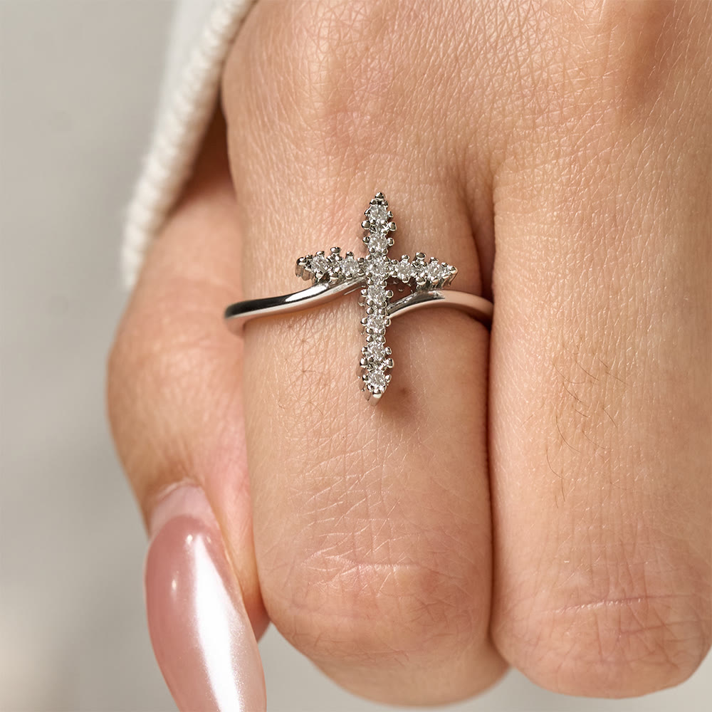 FREE Today:  Cross Ring with Clustered Cubic Zirconia Accents: Embody His Gentle Grace - image 5