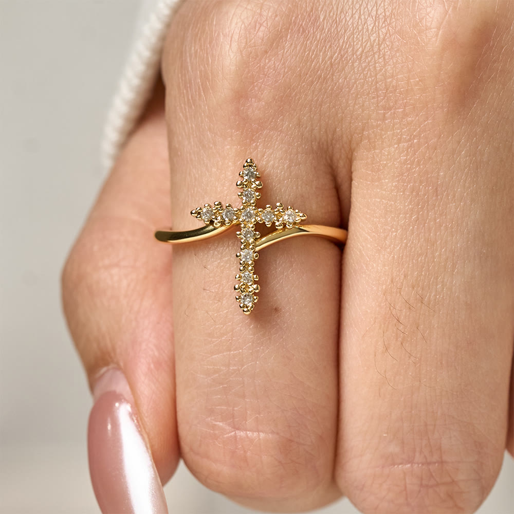 Christianartworkshop Cross Ring with Clustered Cubic Zirconia Accents: Embody His Gentle Grace - image 2