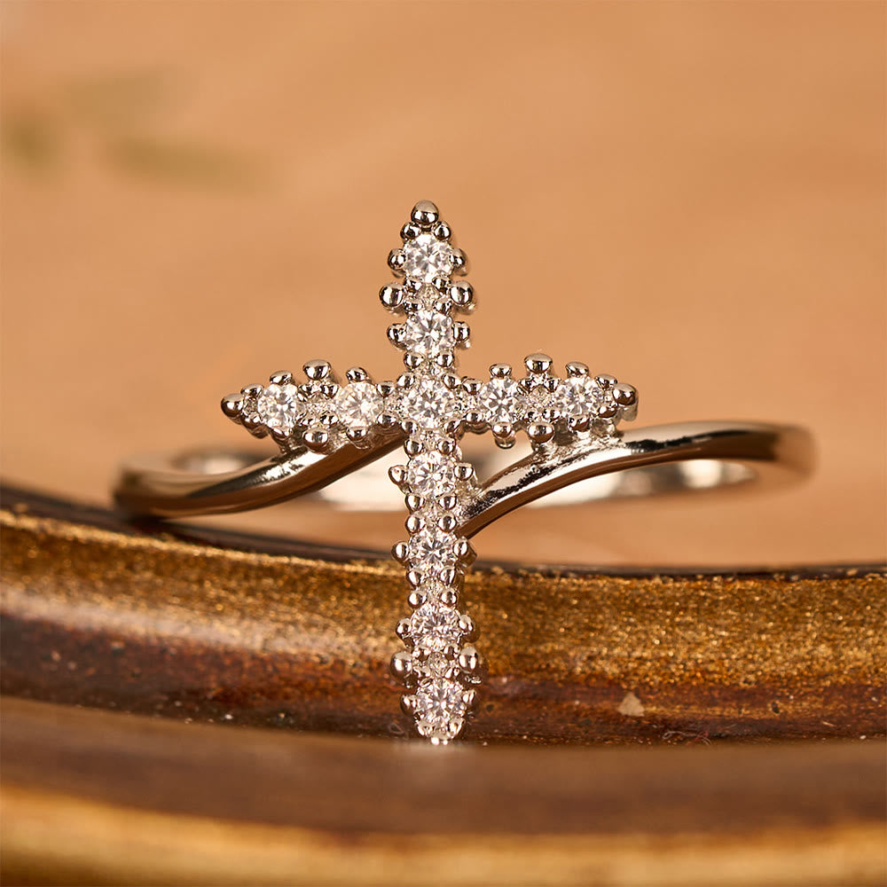 FREE Today:  Cross Ring with Clustered Cubic Zirconia Accents: Embody His Gentle Grace - image 6