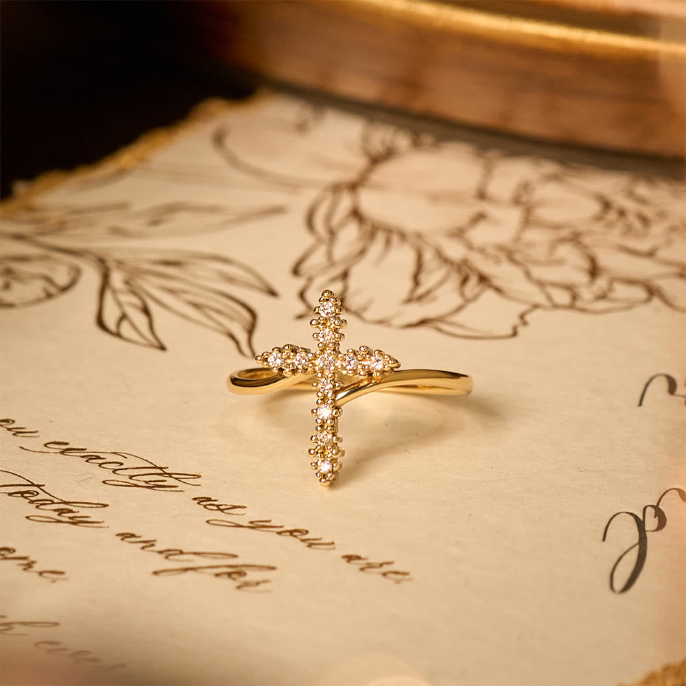 FREE Today:  Cross Ring with Clustered Cubic Zirconia Accents: Embody His Gentle Grace - image 8
