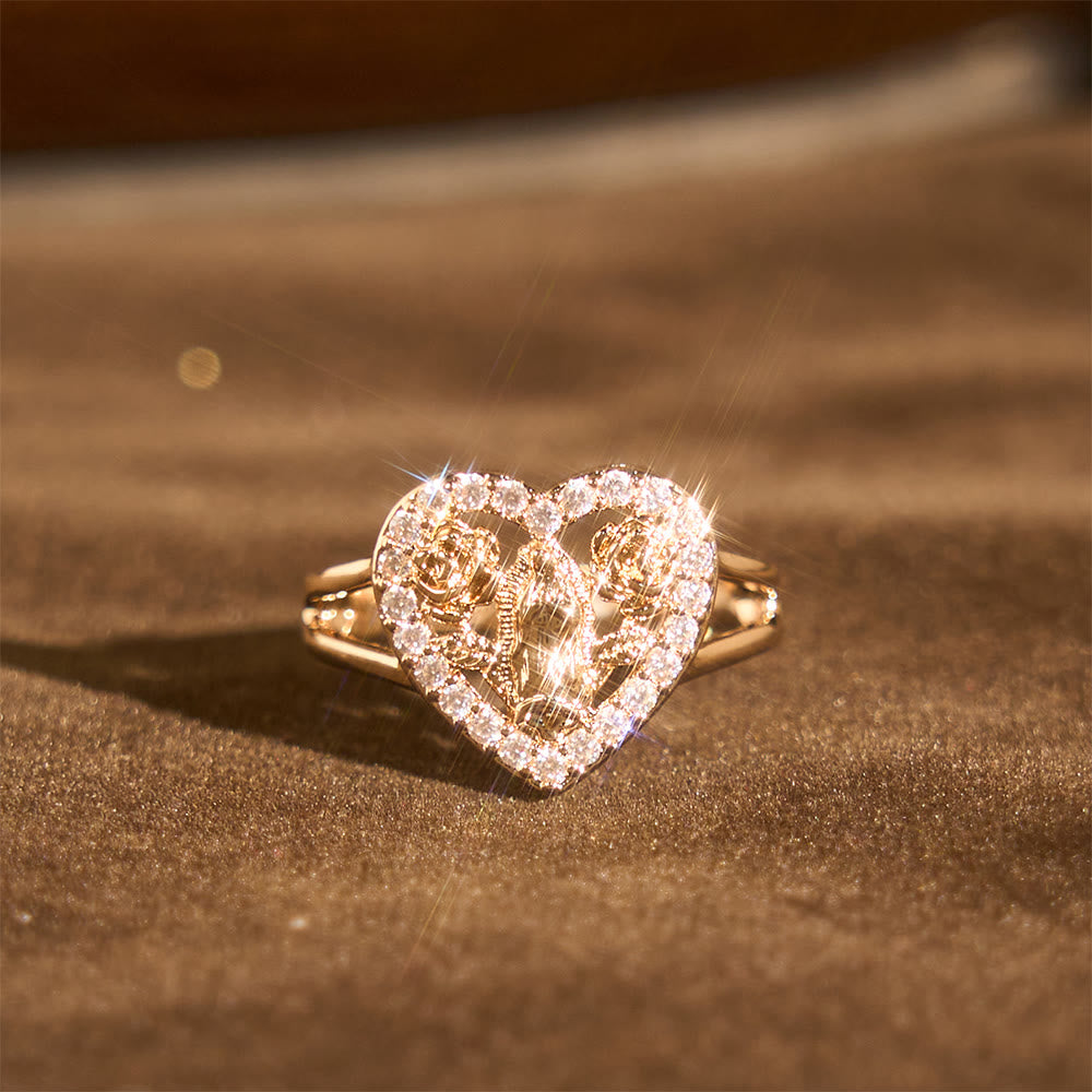 Christianartworkshop Heart-Shaped Our Lady Motif Ring with Rose Accents: Carry Her Care in Daily Wear - image 2