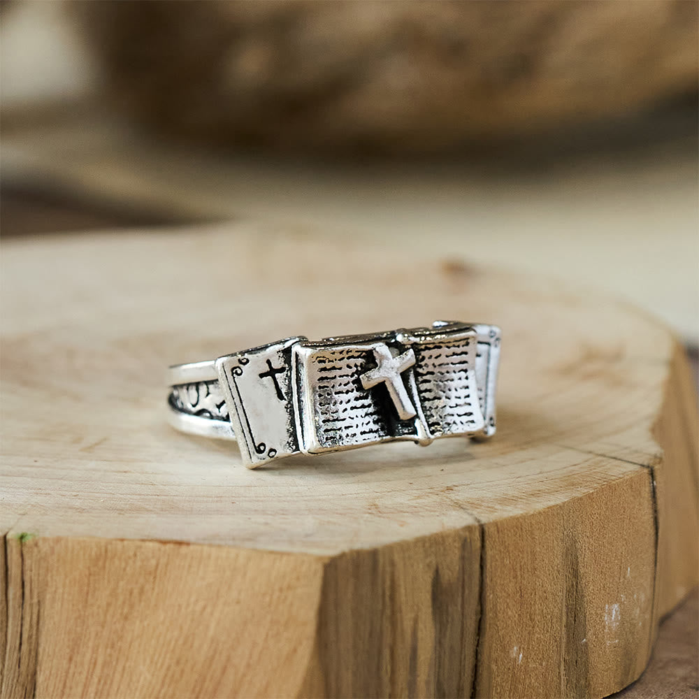 Christianartworkshop Bible Ring with Cross: A Sacred Companion of Faith - image 1