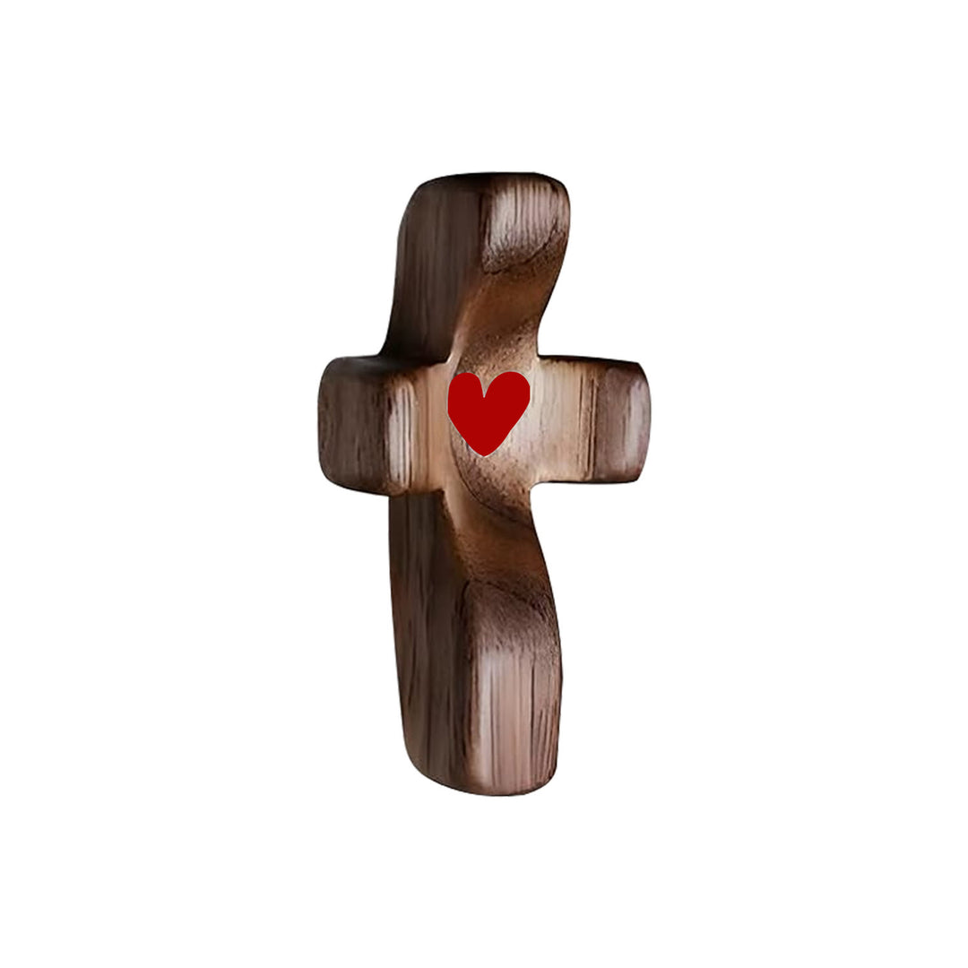Christianartworkshop Modern Style Walnut Multicolor Thumb Cross Praying Handle Ornaments - Deep-red - image 3