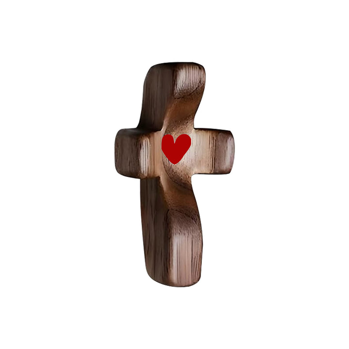 Christianartworkshop Modern Style Walnut Multicolor Thumb Cross Praying Handle Ornaments - Deep-red - image 3