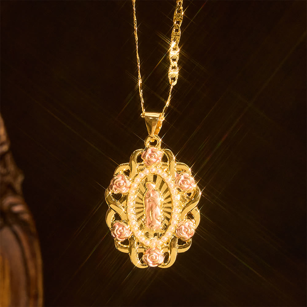 FREE Today: Rose Accent Our Lady Oval Necklace: A Daily Reminder of Her Intercession - Our Lady - image 0