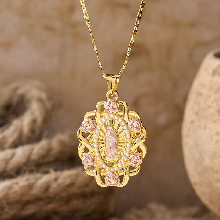 FREE Today: Rose Accent Our Lady Oval Necklace: A Daily Reminder of Her Intercession - image 2