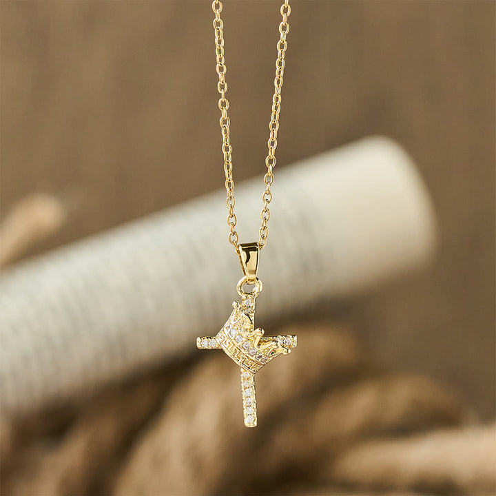 Christianartworkshop Cross & Crown Sparkle Necklace (2 Sizes): Embody Faith and Regal Devotion - image 9