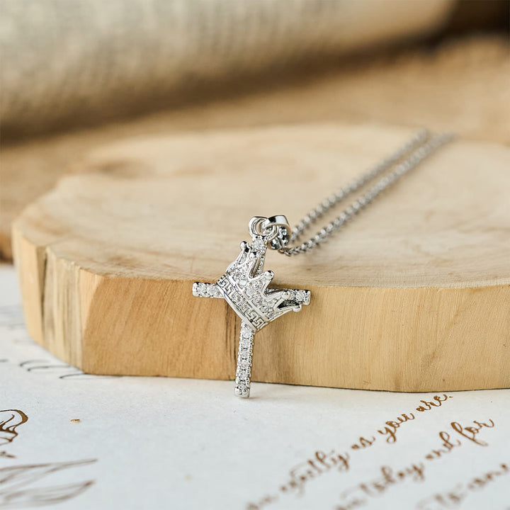 Christianartworkshop Cross & Crown Sparkle Necklace (2 Sizes): Embody Faith and Regal Devotion - Silver (S) - image 13