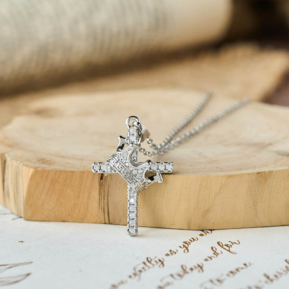 Christianartworkshop Cross & Crown Sparkle Necklace (2 Sizes): Embody Faith and Regal Devotion - Silver (L) - image 10
