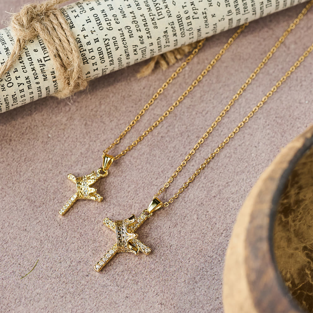 Christianartworkshop Cross & Crown Sparkle Necklace (2 Sizes): Embody Faith and Regal Devotion - image 2