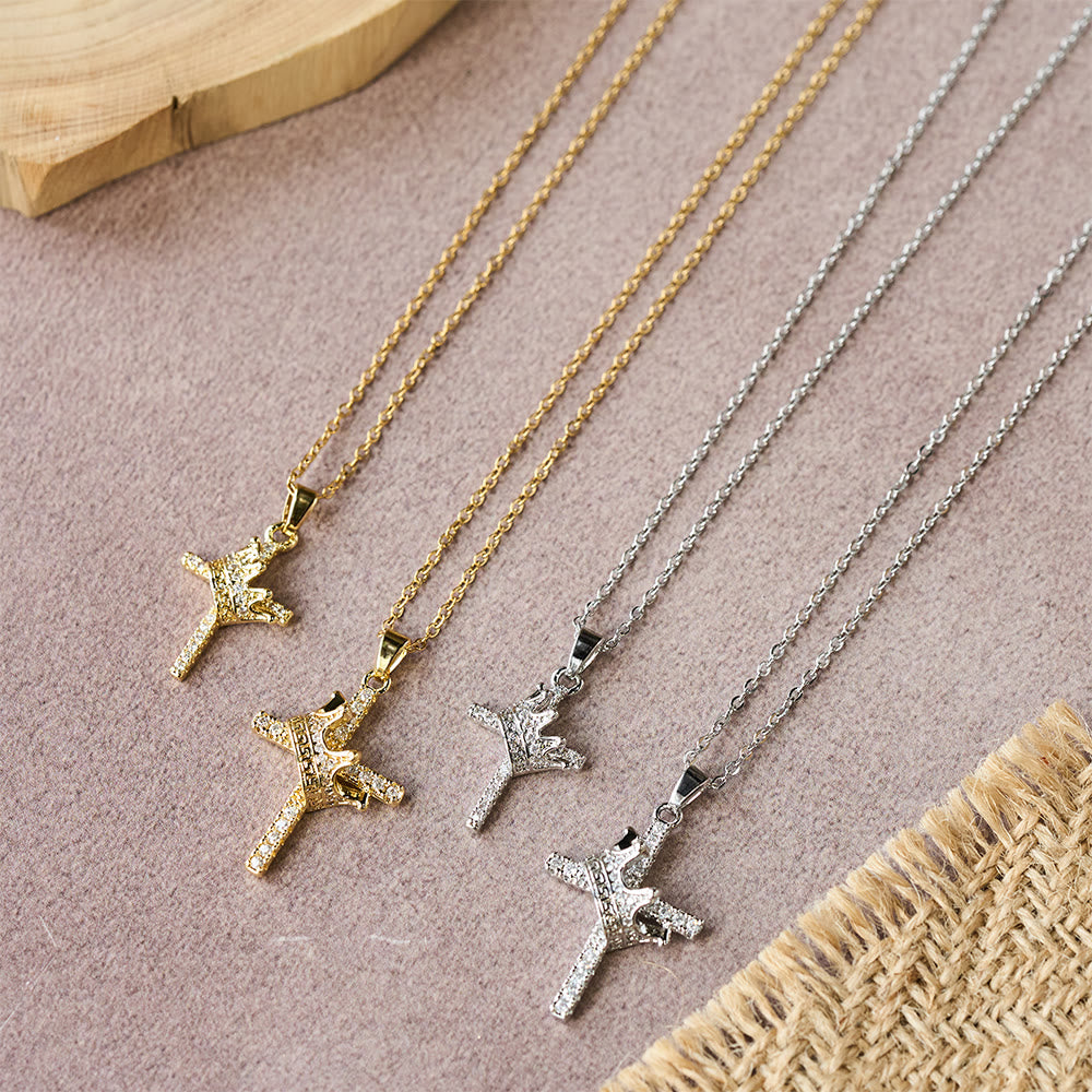 Christianartworkshop Cross & Crown Sparkle Necklace (2 Sizes): Embody Faith and Regal Devotion - image 1