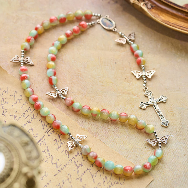 FREE Today: Tri-Color Fantasy Rosary with Whimsical Butterfly Wing Accents & Divine Mercy Devotion - image 5