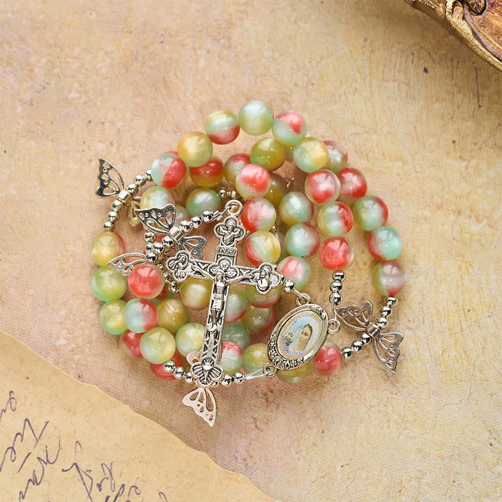 FREE Today: Tri-Color Fantasy Rosary with Whimsical Butterfly Wing Accents & Divine Mercy Devotion - image 9