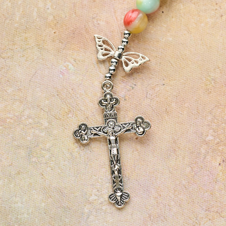 FREE Today: Tri-Color Fantasy Rosary with Whimsical Butterfly Wing Accents & Divine Mercy Devotion - image 8