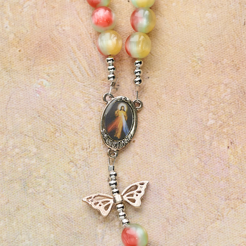 FREE Today: Tri-Color Fantasy Rosary with Whimsical Butterfly Wing Accents & Divine Mercy Devotion - image 7