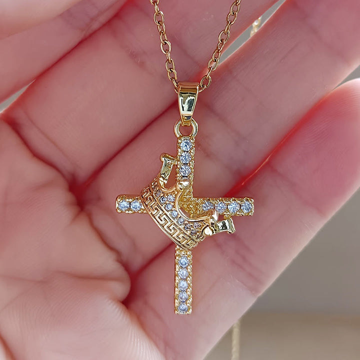 Christianartworkshop Cross & Crown Sparkle Necklace (2 Sizes): Embody Faith and Regal Devotion - image 5