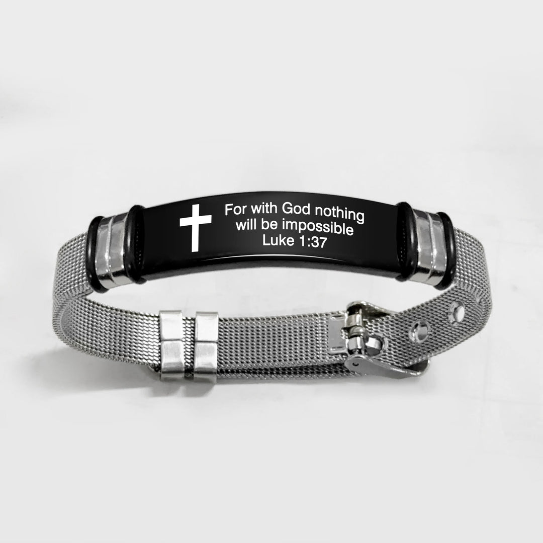 Christianartworkshop Multi - Styled Motivational Cross Bracelet with Bible Verses - Black&Silver PVC 1:37 - image 44