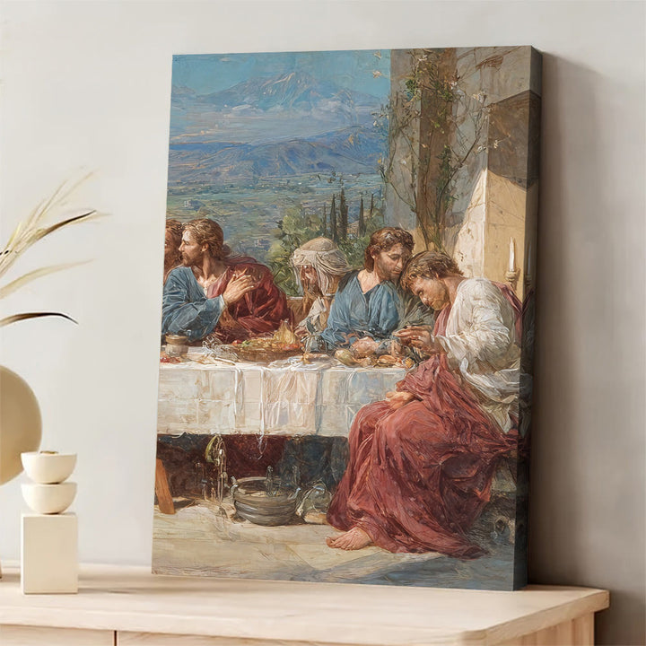 Christianartworkshop Sacred Feast with Jesus in Serene Valley Canvas Wall Art Set: Serene Companion of Home Grace - image 7