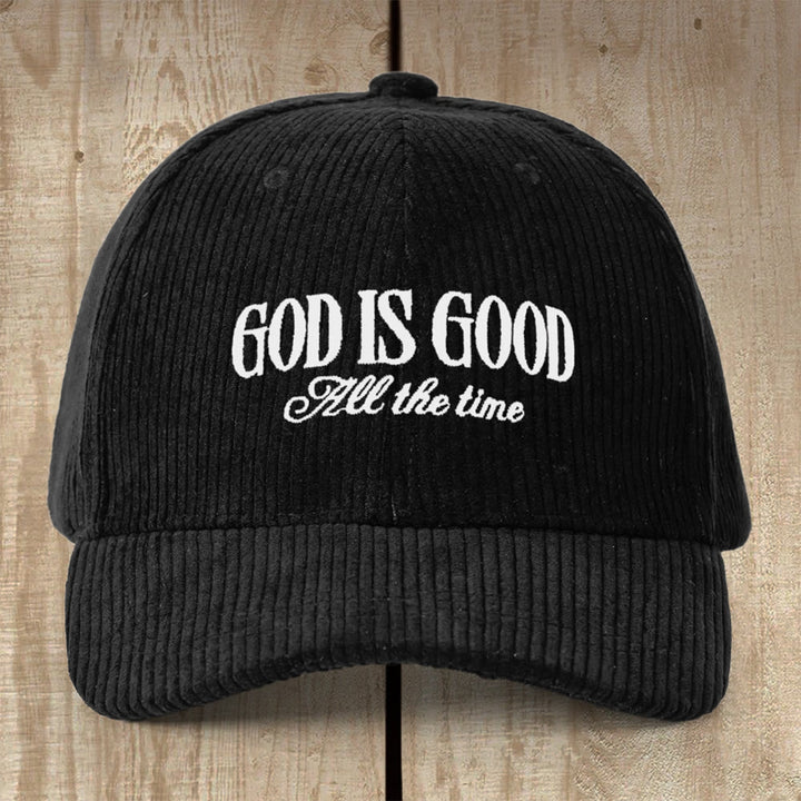 Christianartworkshop Corduroy God Is Good Cap: A Daily Reminder of His Constant Goodness - Black - image 3