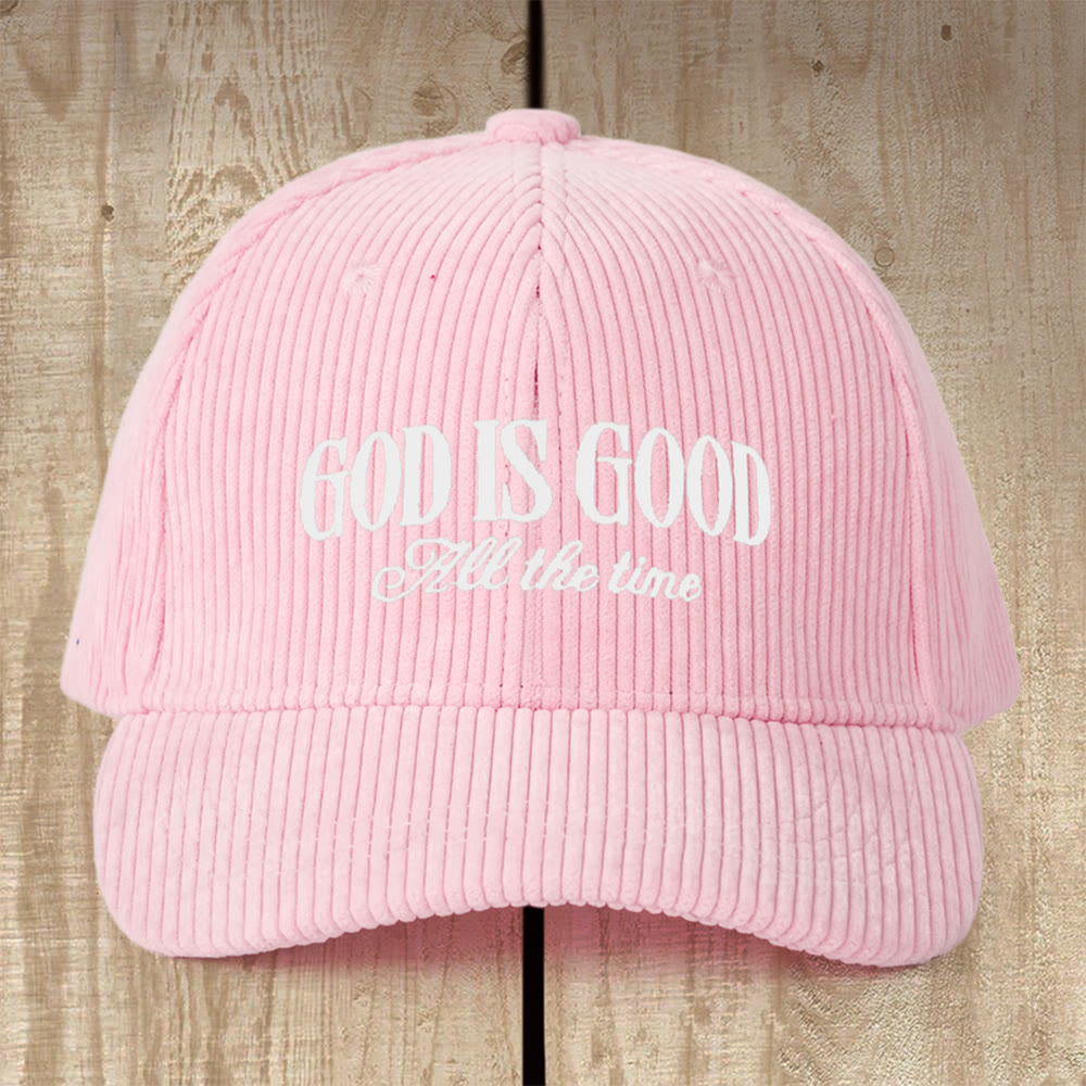 Christianartworkshop Corduroy God Is Good Cap: A Daily Reminder of His Constant Goodness - Pink - image 2