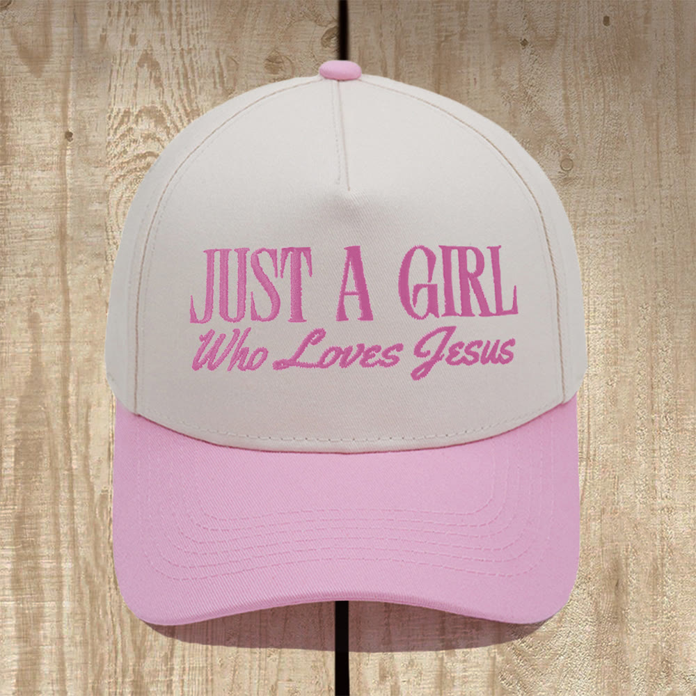 Christianartworkshop Just A Girl Who Loves Jesus Structured Baseball Cap: Wear Your Devotion with Pride - Pink - image 0