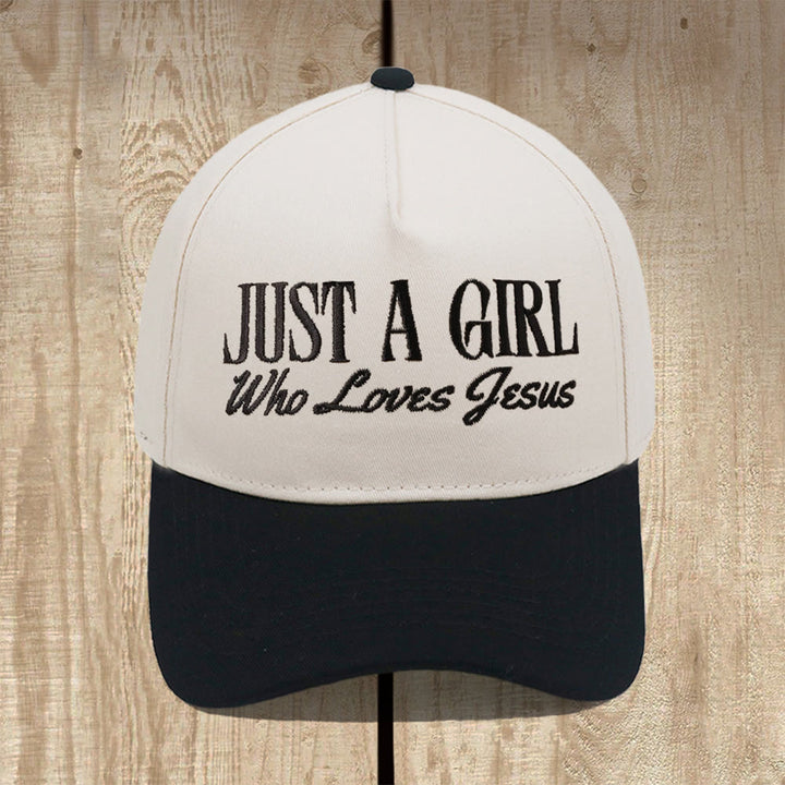 Christianartworkshop Just A Girl Who Loves Jesus Structured Baseball Cap: Wear Your Devotion with Pride - Black - image 1