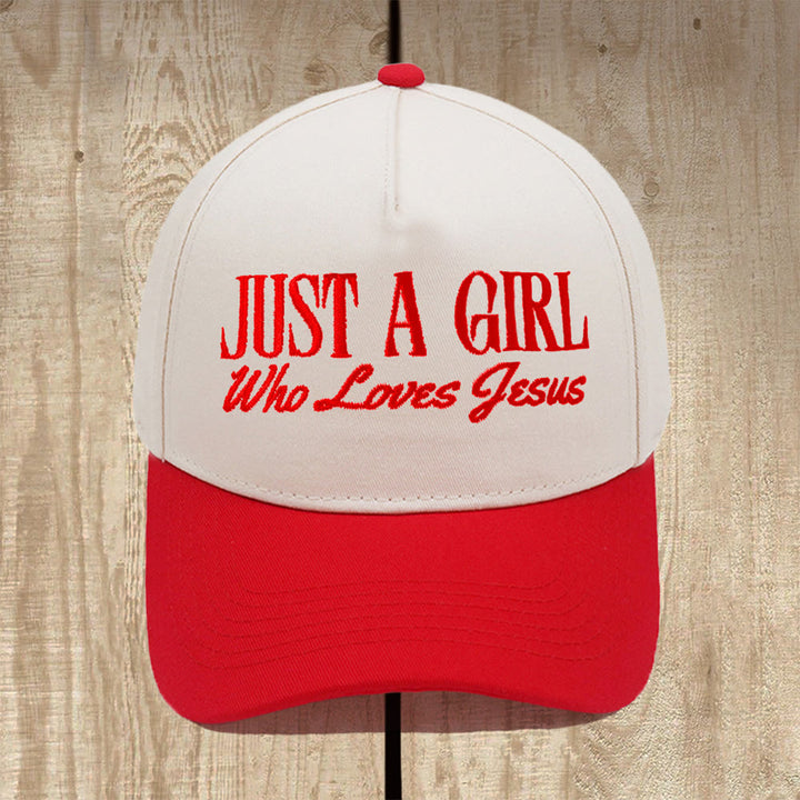 Christianartworkshop Just A Girl Who Loves Jesus Structured Baseball Cap: Wear Your Devotion with Pride - Red - image 4
