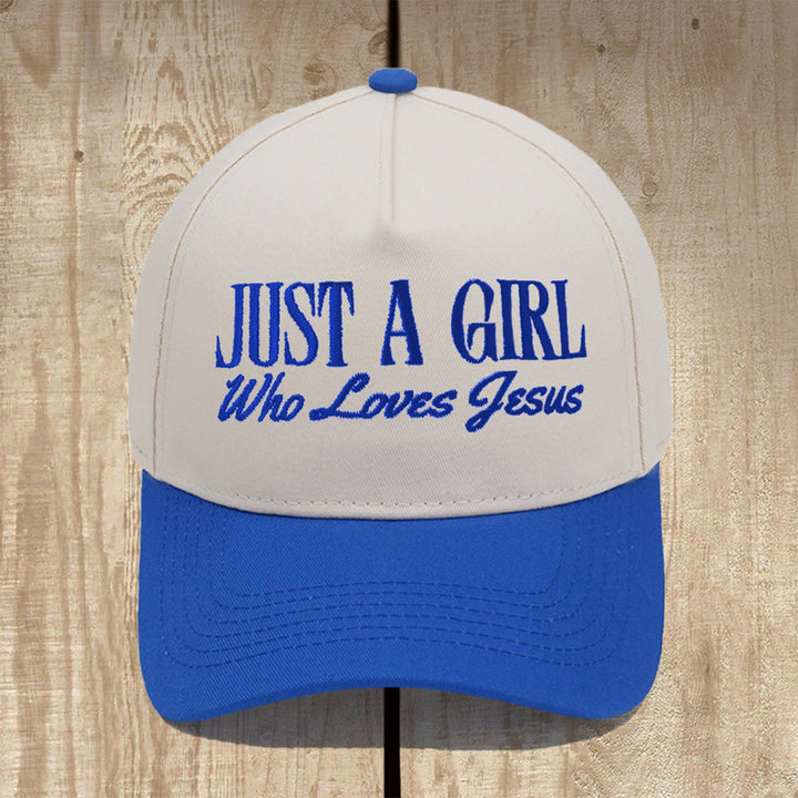 Christianartworkshop Just A Girl Who Loves Jesus Structured Baseball Cap: Wear Your Devotion with Pride - Royal Blue - image 8