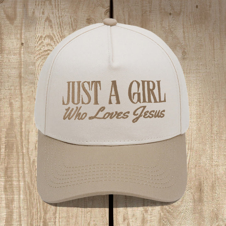 Christianartworkshop Just A Girl Who Loves Jesus Structured Baseball Cap: Wear Your Devotion with Pride - Khaki - image 5