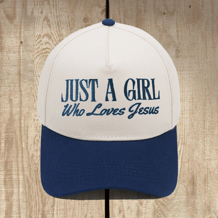 Christianartworkshop Just A Girl Who Loves Jesus Structured Baseball Cap: Wear Your Devotion with Pride - Navy Blue - image 9